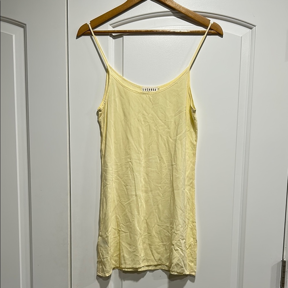 Like new - LACAUSA Light Yellow Spaghetti Strap Viscose Mini Dress